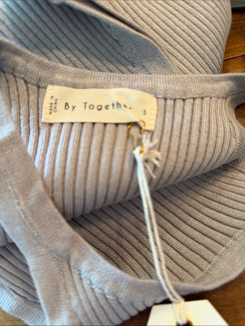 By Together Taupe Ribbed Racerback Tank small - Picture 6 of 6
